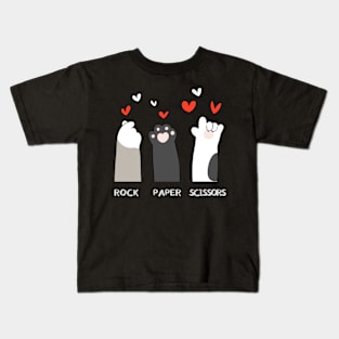 Cute Paw Funny Cat Rock Paper Scissors Kids T-Shirt